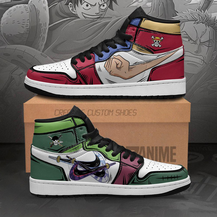 Zoro & Luffy Air Jordan Sneakers Gomu Gomu and Santoryu One Piece Anime Shoes – M291