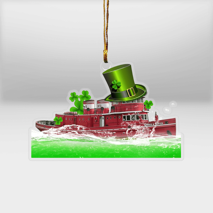 DLTT2302BG05 Buffalo, New York, Buffalo Fire Department Edward M. Cotter Fireboat, St Patrick's Day Ornament
