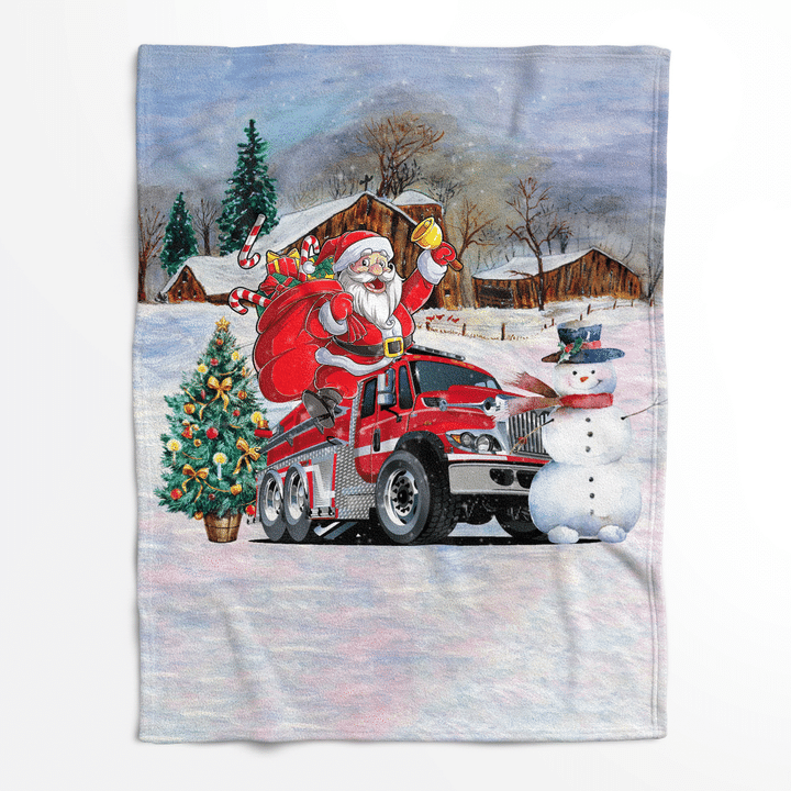 Fire Truck Merry Christmas Fleece Blanket KTLT1207BG02