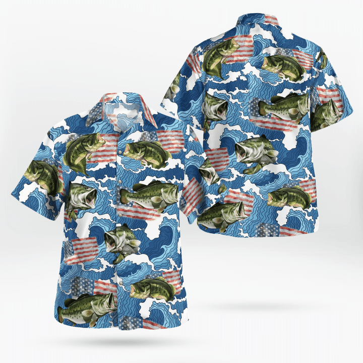 Largemouth Bass Flag Hawaiian Shirt NLSI2207BG12