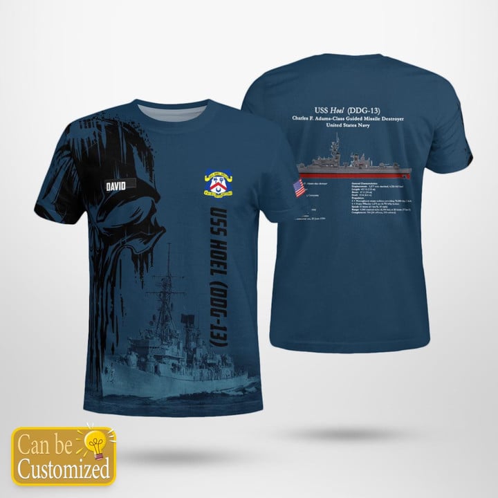 Custom Name US Navy USS Hoel (DDG-13) 3D T-shirt NLSI3008BG04