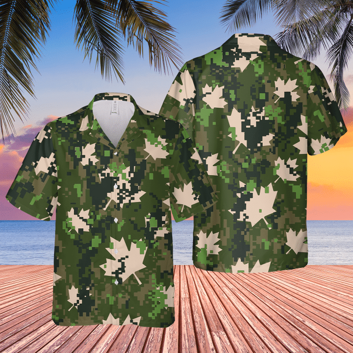 TNQD0305BC01 Canadian Army Maple Leaf Short Sleeve Hawaiian Shirt