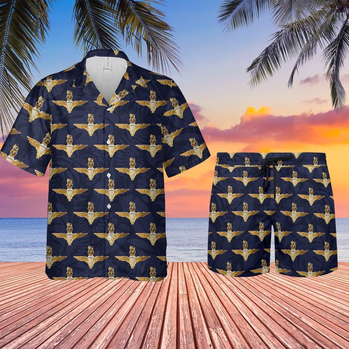 TNLT0306BC08 UK Parachute Regiment Badge Hawaiian Shirt + Beach Shorts