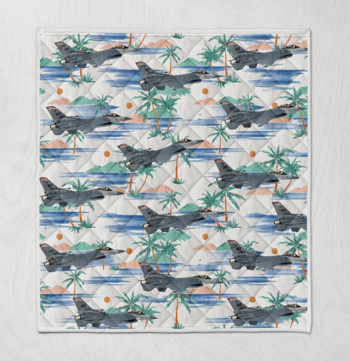 DLSI1310BC15 US Air Force Wisconsin Air National Guard 115th Fighter Wing F-16 Fighting Falcon Quilt Blanket