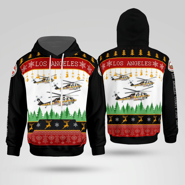 NLMP1510BC01 Los Angeles County Fire Department Sikorsky S-70A Firehawk 3D Hoodie