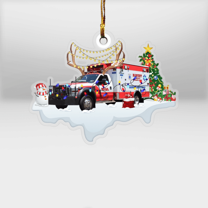 TRTT1810BC07 Nanuet, New York, Nanuet EMS Ford F 450 Type 1 Horton Ambulance Christmas Ornament