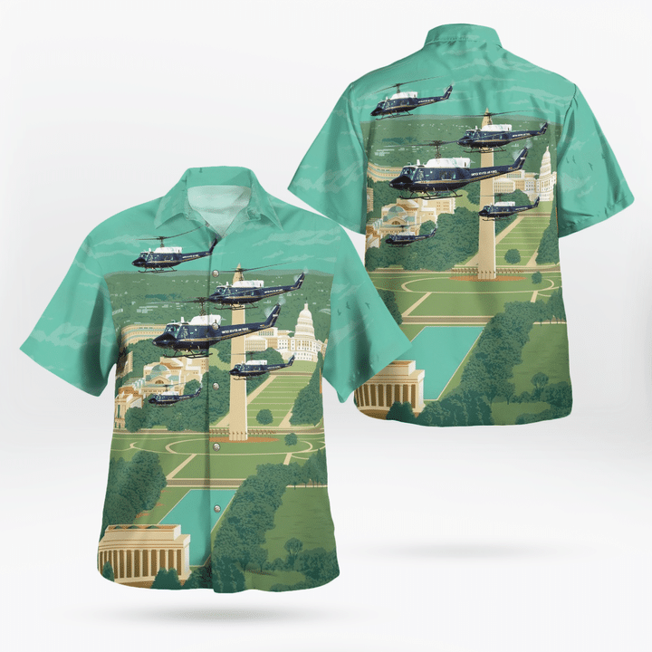 DLTT0804BG11 US Air Force 1st Helicopter Squadron Bell UH-1N Twin Huey Hawaiian Shirt