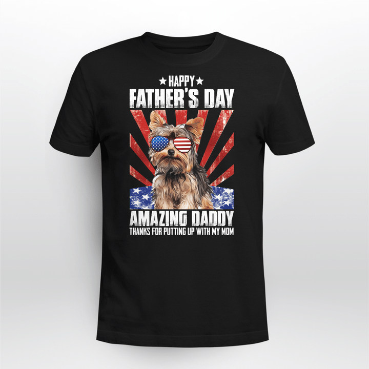 DLTT1904BG07 USA Happy Father's Day To My Amazing Daddy Yorkshire Terrier T-Shirt
