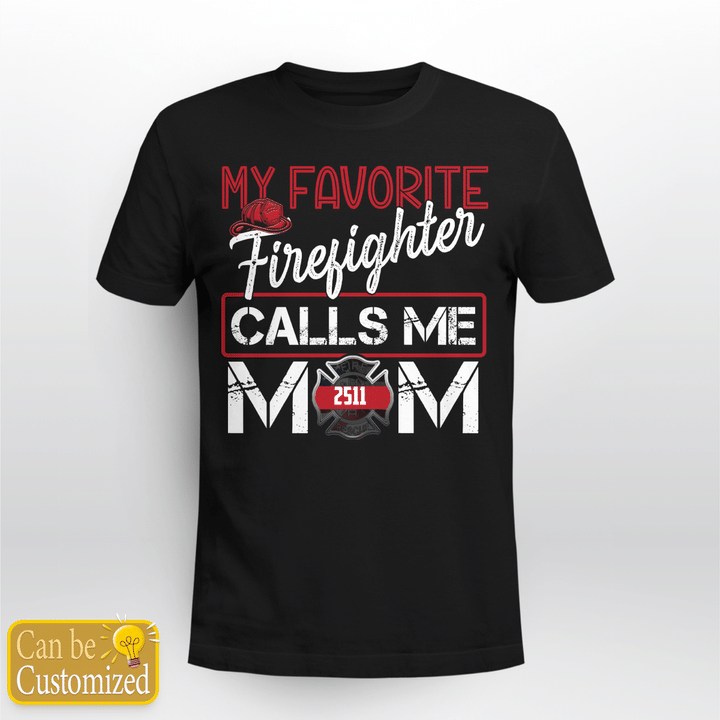 NLMP2504BG08 Custom Badge Number Firefighter Mom Shirt