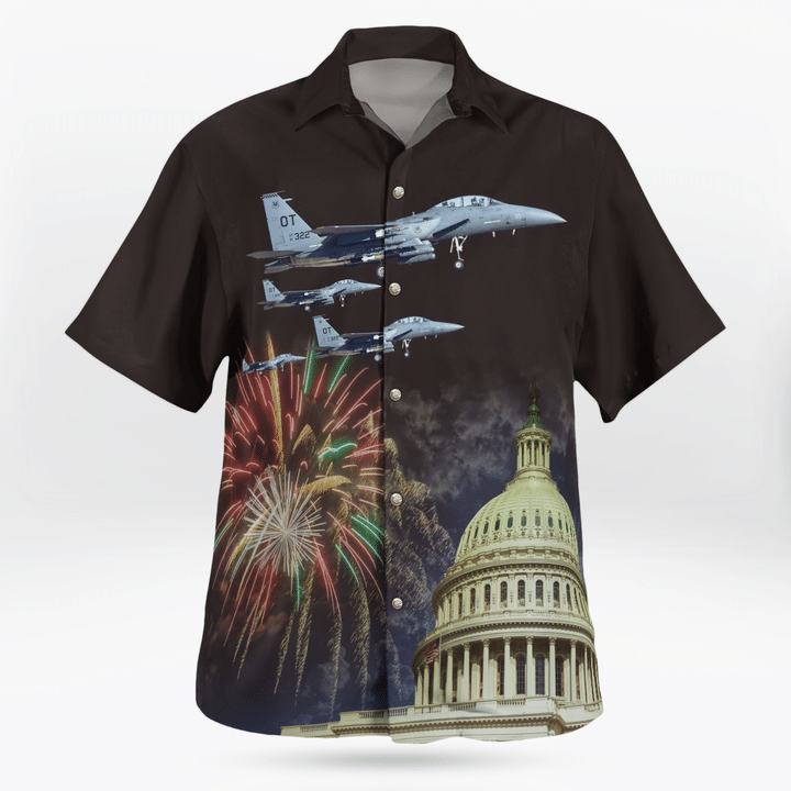 BBTT3105BG10 US Air Force McDonnell Douglas F-15E Strike Eagle Capitol Firework Hawaiian Shirt