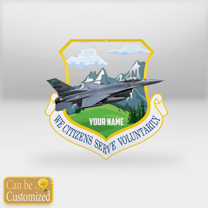 BBTT0306BG08 Custom Name Ohio Air National Guard 180th Fighter Wing F-16 Cut Metal Sign