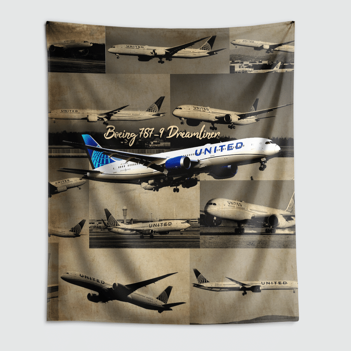 TNLT0806BG02 United Airlines Boeing 787-9 Dreamliner Tapestry