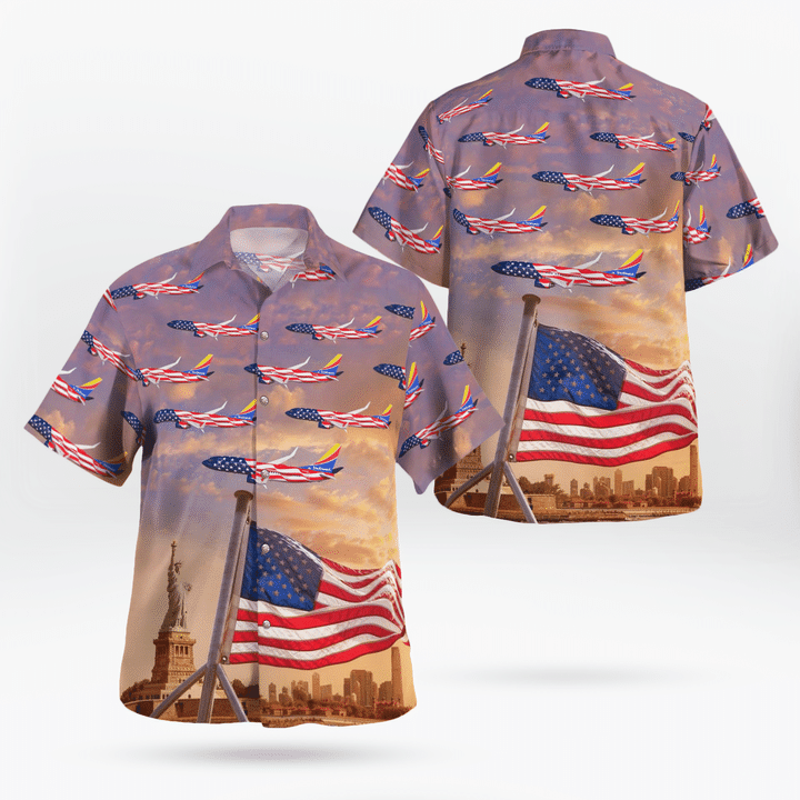 TNLT0906BG09 Southwest Airlines Boeing 737-8H4 Freedom One Independence Day Hawaiian Shirt