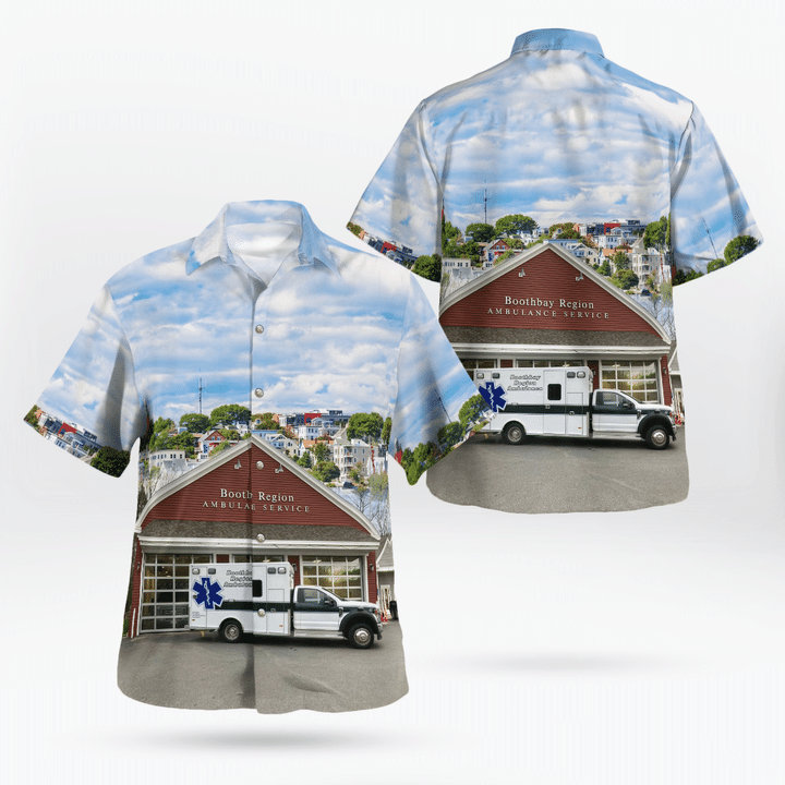 DLSI1106BG02 Boothbay, Maine, Boothbay Region Ambulance Service Hawaiian Shirt