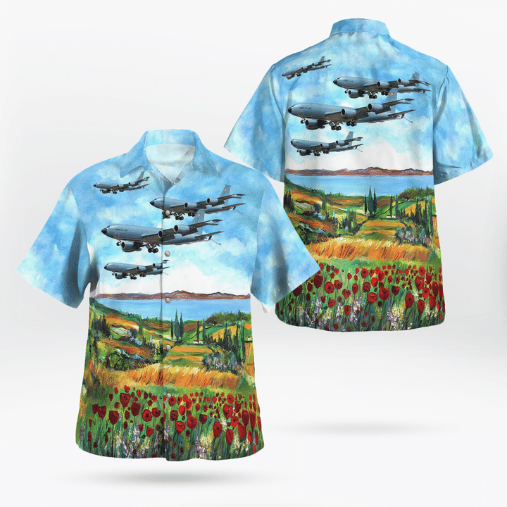DLTT0107BG07 French Air and Space Force Boeing C-135FR Stratolifter Of Groupe de ravitaillement en vol 2/91 Bretagne Hawaiian Shirt