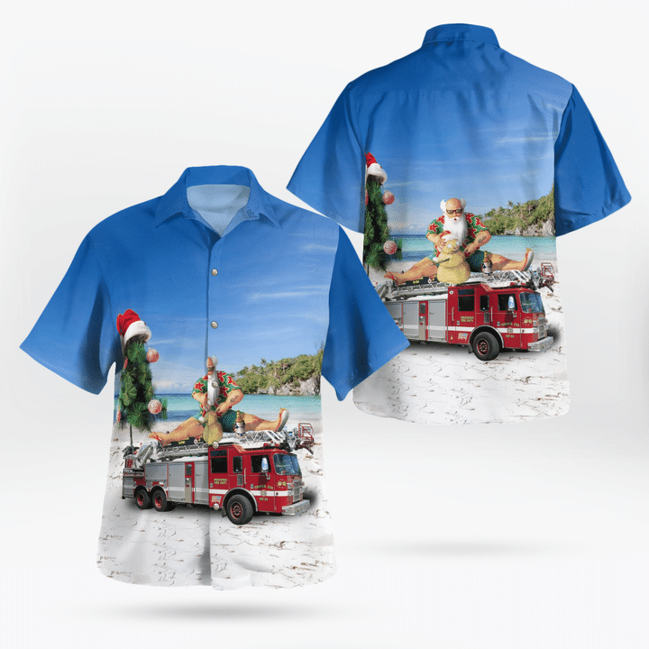 NLTD0407BG03 Milwaukee Fire Department, Christmas In July, Milwaukee, Wisconsin Hawaiian Shirt