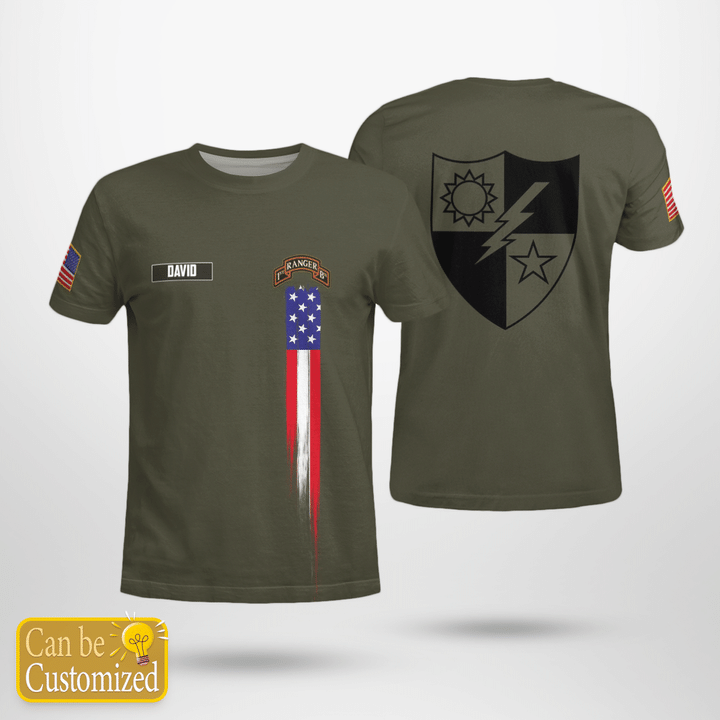 DLTT0507BG02 Custom Name Military 75th Ranger Regiment, 1st Ranger Battalion T-Shirt 3D