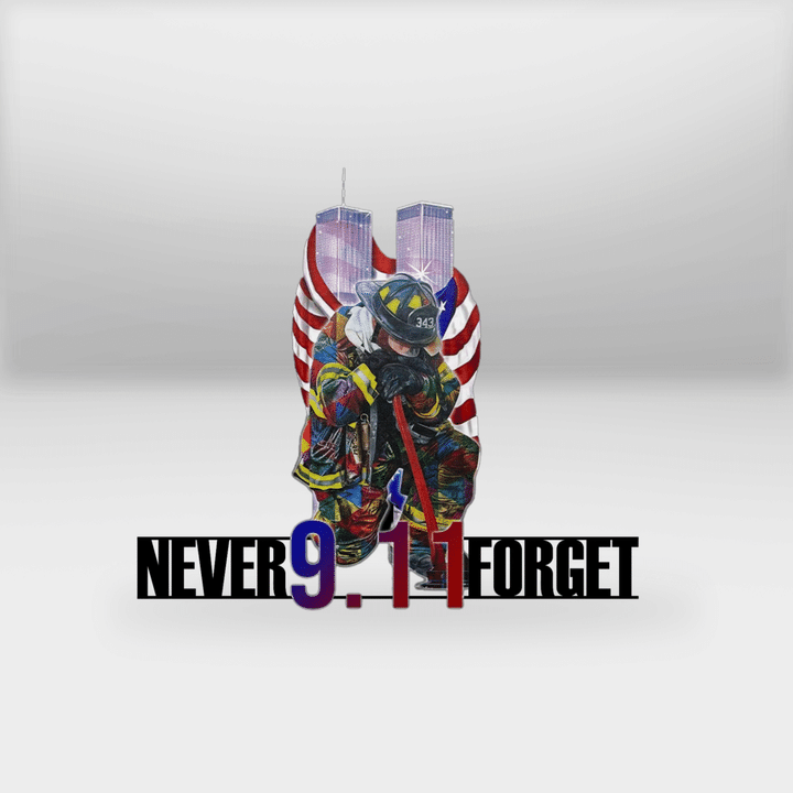 September 11th Never Forget Firefighter Cut Metal Sign NLMP1307BG10