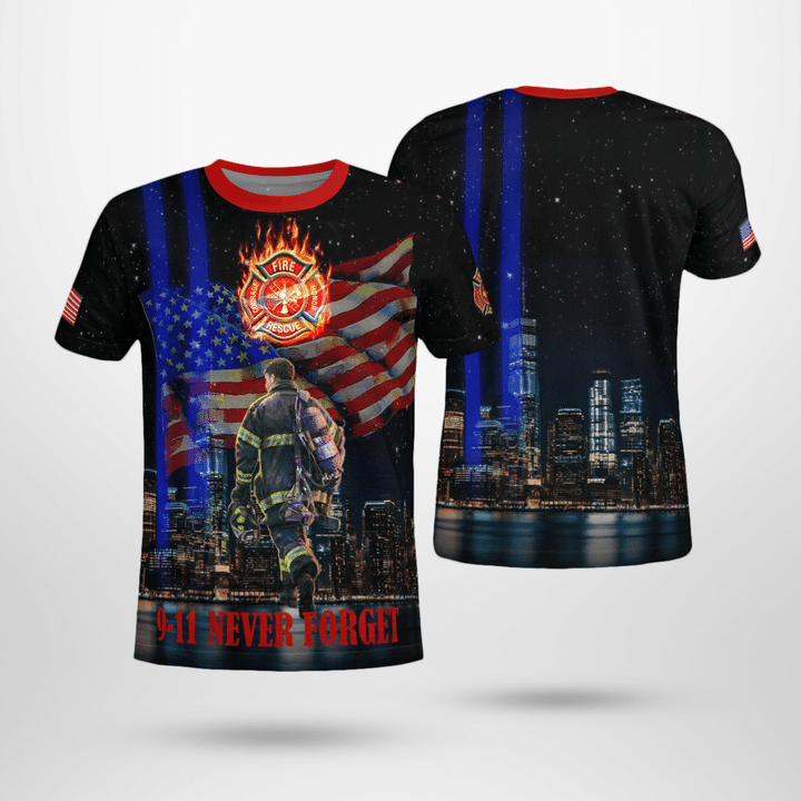 Us Firefighters 0911 Never Forget 3D T-shirt NLSI1407BG06