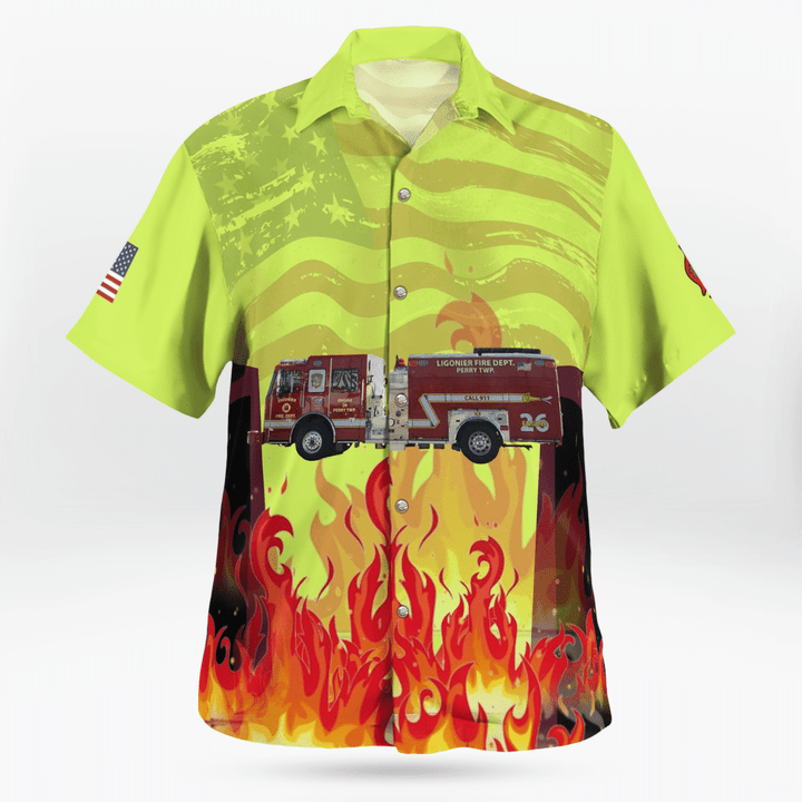 Ligonier, Indiana, Ligonier Fire Department - Perry Twp Hawaiian Shirt TRMP1907BG01