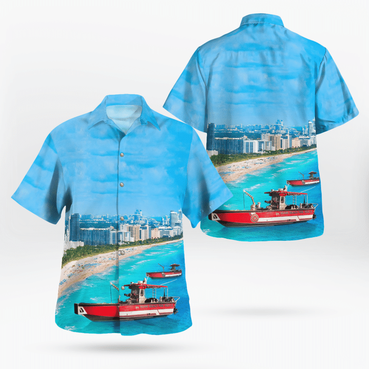 Miami Beach Fire Rescue Fire Boat Hawaiian Shirt NLSI0608BG16
