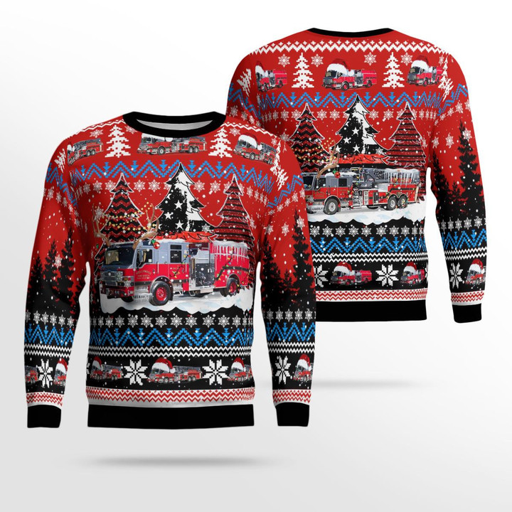 Hollywood, Broward County, Florida, Hollywood Fire Rescue Christmas Ugly Sweater 3D DLSI1710BG05