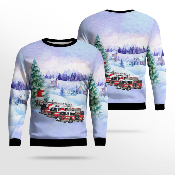 Princeton Junction, New Jersey, Princeton Junction Fire Company- West Windsor Christmas Ugly Sweater 3D DLTD0710BG05
