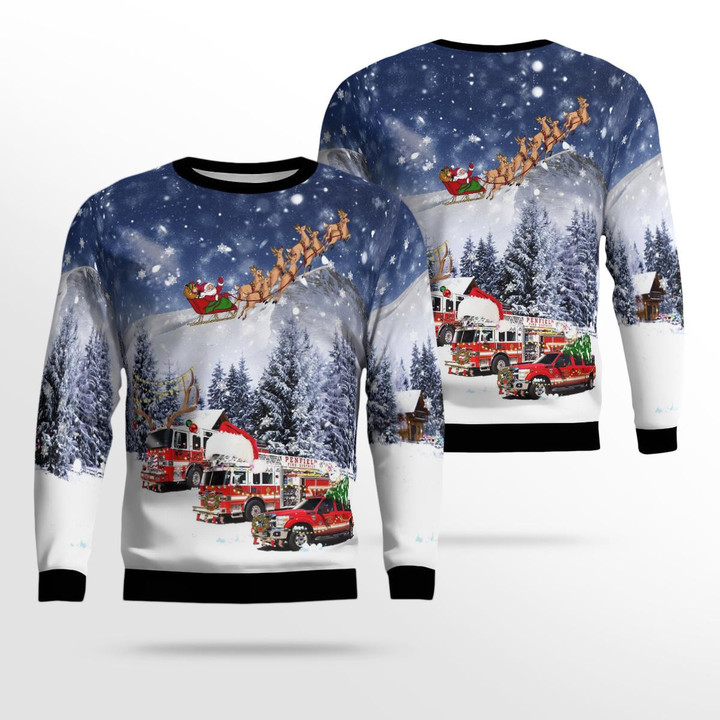 Penfield, New York, Penfield Fire Company Christmas Ugly Sweater 3D DLSI2209BG01