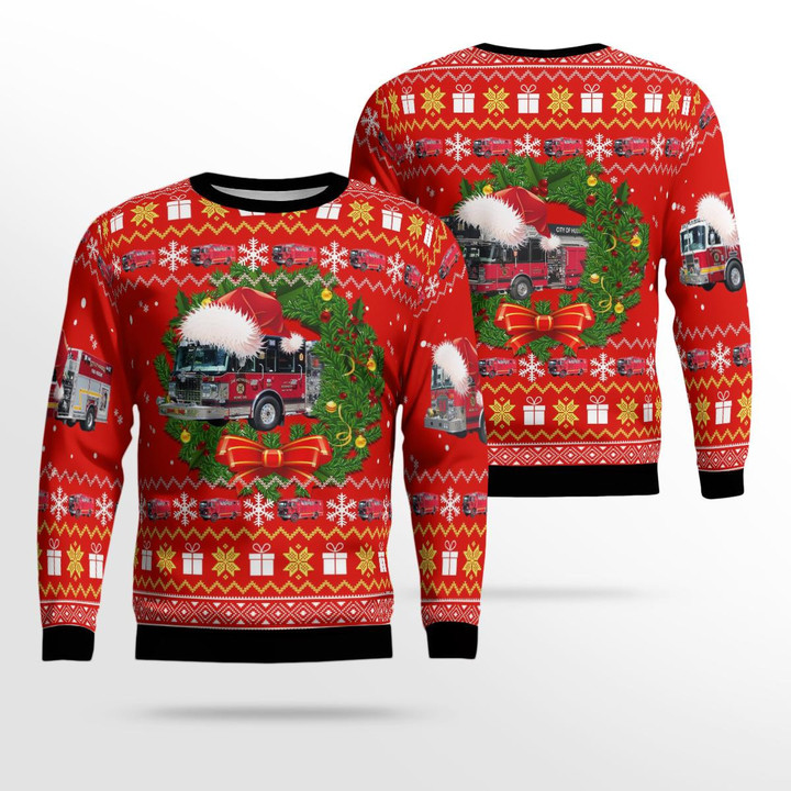 Hudson, New York, City of Hudson Fire Department Christmas Ugly Sweater 3D DLTT1909BG06