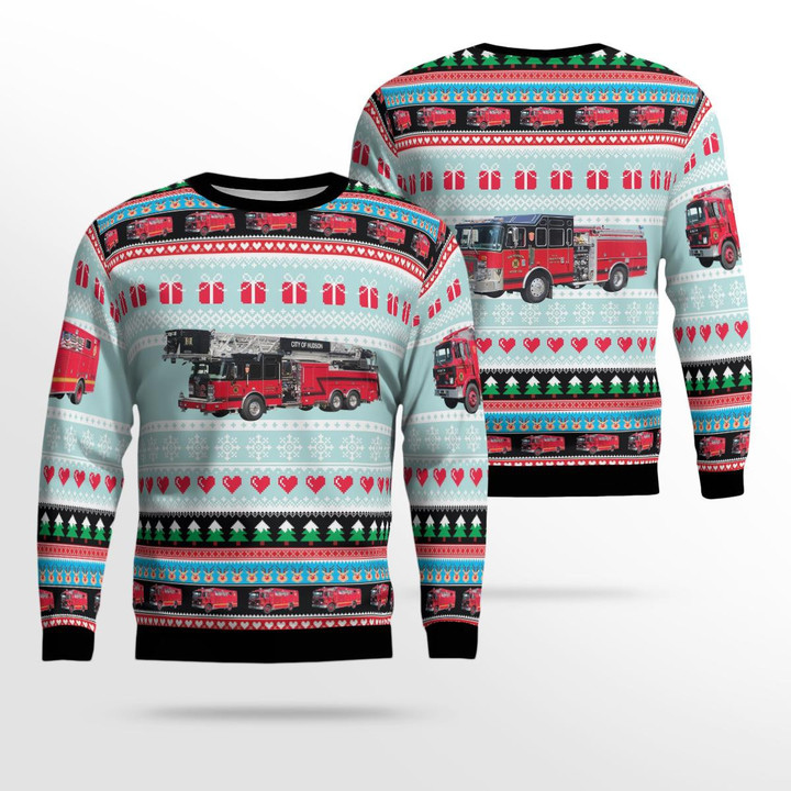 Hudson, New York, City of Hudson Fire Department Christmas Ugly Sweater 3D DLTT1309BG02