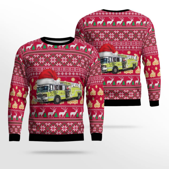 McDonald, Pennsylvania, McDonald Volunteer Fire Department Truck 12 Christmas Ugly Sweater 3D TRQD1107BG10