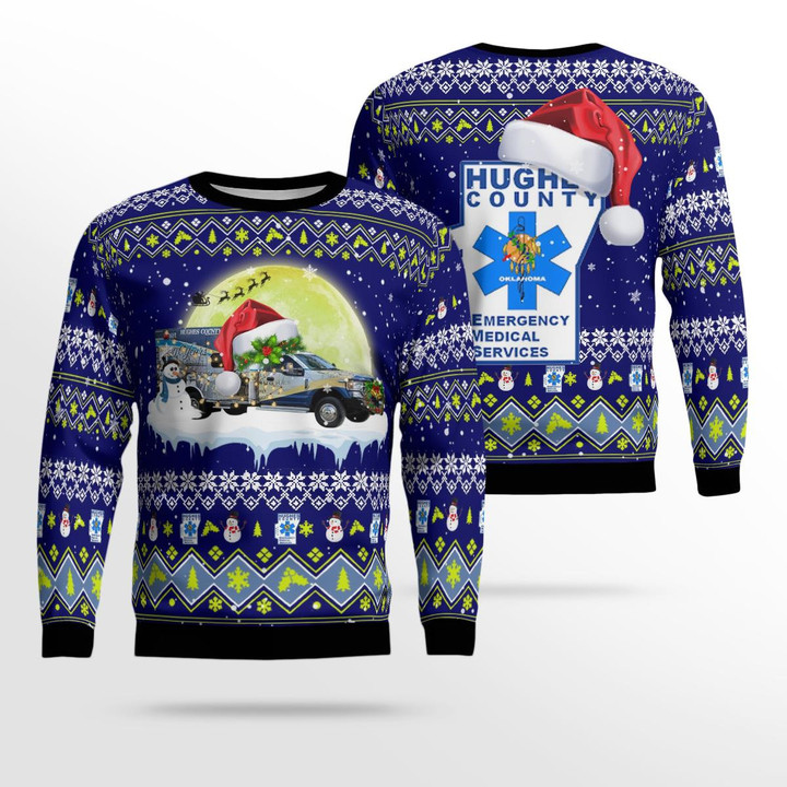 Hughes County Emergency Medical Service Christmas AOP Ugly Sweater NLMP0407BG04