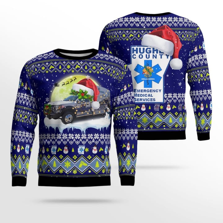 Hughes County Emergency Medical Service Christmas AOP Ugly Sweater NLMP0407BG05