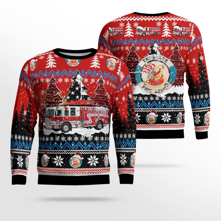 Darien, DuPage County, Illinois, Tri-State Fire Protection District Christmas Ugly Sweater 3D DLSI2411BC04