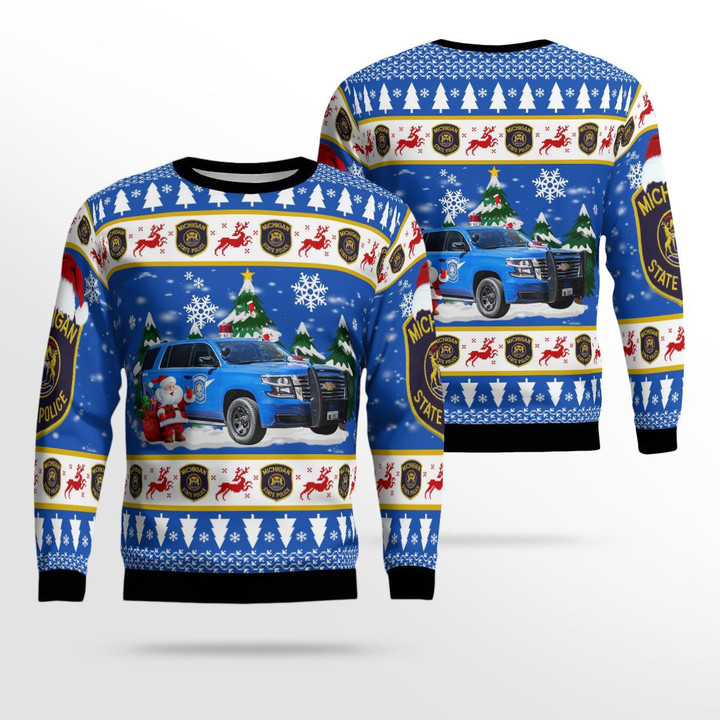 Michigan State Police 2020 Chevy Tahoe K953 Christmas Ugly Sweater 3D DLTT2411BC02