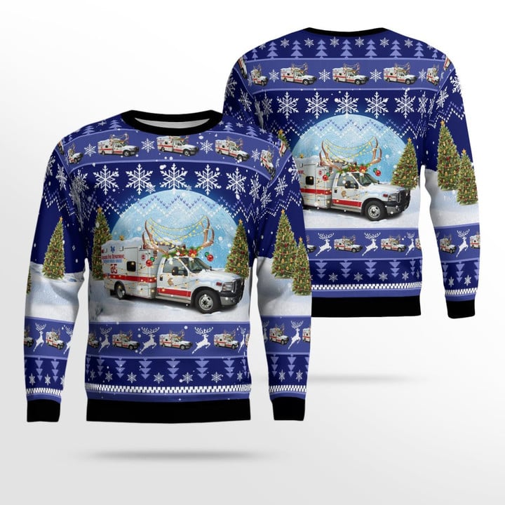 Chicago Fire Department Ambulance 85 Christmas AOP Ugly Sweater NLMP2211BC05