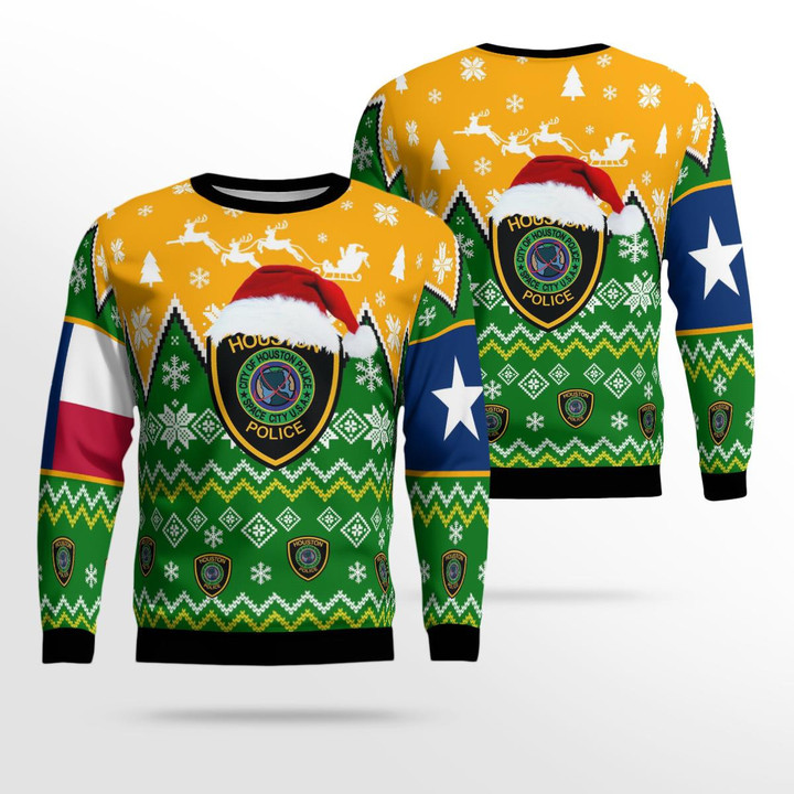 Houston, Texas, Houston Police Department Christmas Ugly Sweater 3D DLTT1811BC05