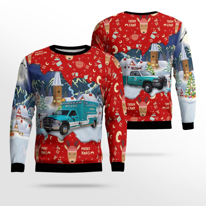 Washington County, Virginia, Washington County Life Saving Crew EMS Christmas Ugly Sweater 3D DLTT1311BC03