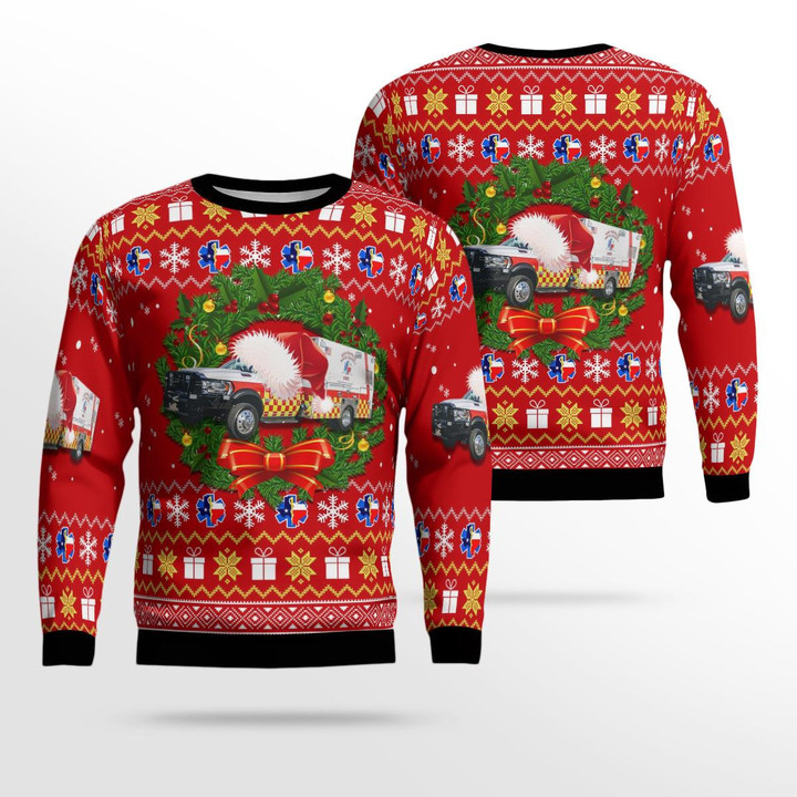 Texas, San Marcos Hays County EMS Christmas Ugly Sweater 3D DLTT1011BC04