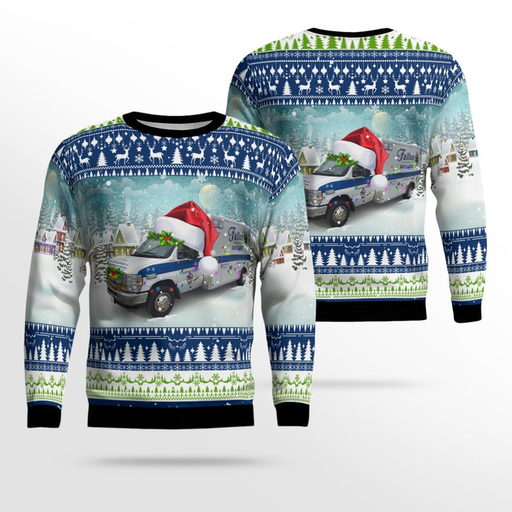 Quincy, Massachusetts Fallon EMS Christmas Ugly Sweater 3D TRMP0311BC07