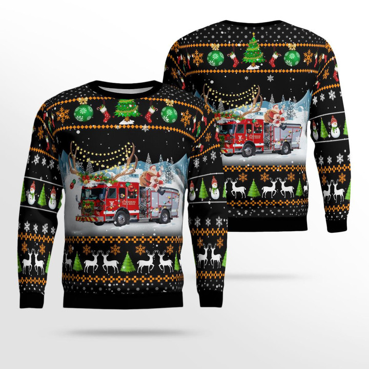 St. Petersburg, Pinellas County, Florida, St. Petersburg Fire Department Christmas Ugly Sweater 3D TRMP0311BC02