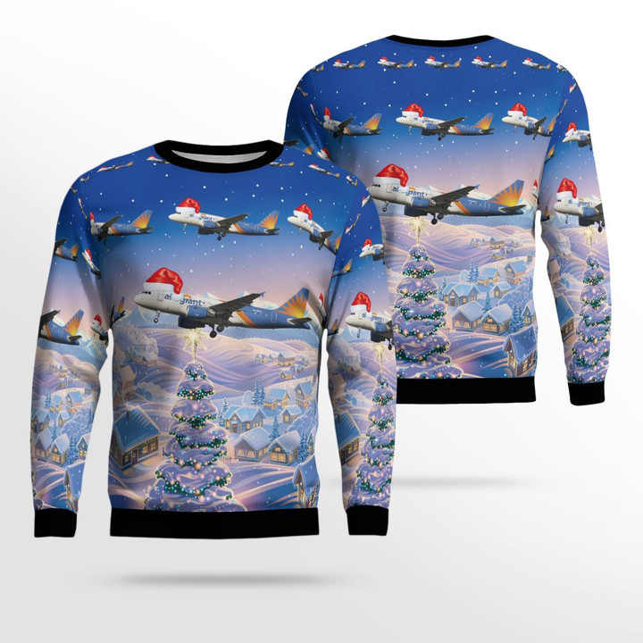 Allegiant Air Airbus A319-111 Christmas Ugly Sweater 3D TRQD0610BC08