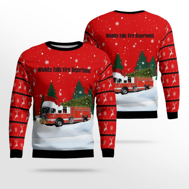 Texas Wichita Falls Fire Department Christmas Ugly Sweater 3D DLMP0410BC10