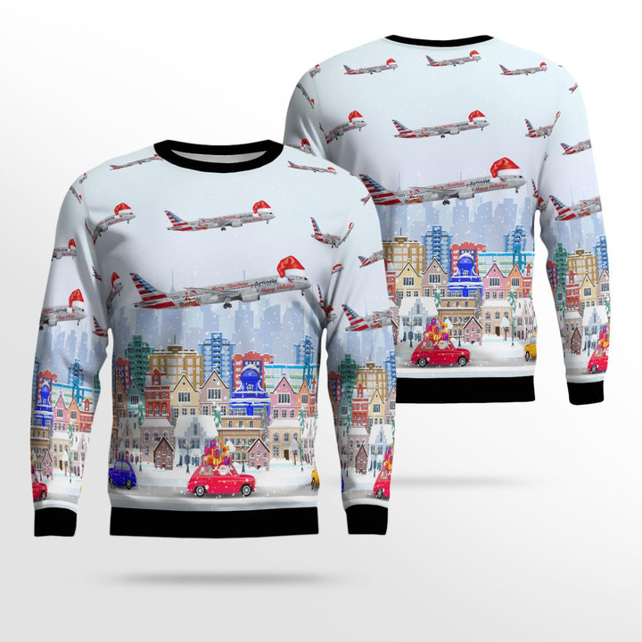American Airlines Boeing 787-9 Holiday Dreamliner Christmas Ugly Sweater 3D TRQD3009BC07