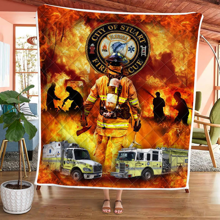 Stuart, Florida, Stuart Fire Rescue Quilt Blanket DLMP1502PD03