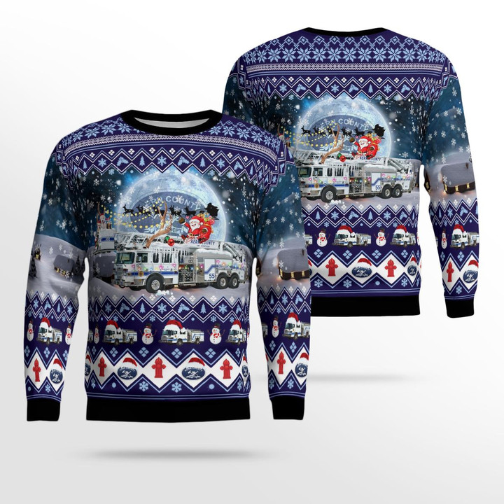 NLSI1711BC10 Kern County Fire Department Christmas AOP Ugly Sweater