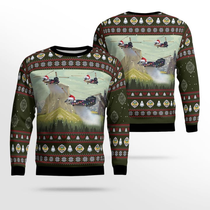 NLSI0611BC09 Orange County Fire Authority Boeing CH-47D Chinook Helicopter Christmas AOP Ugly Sweater