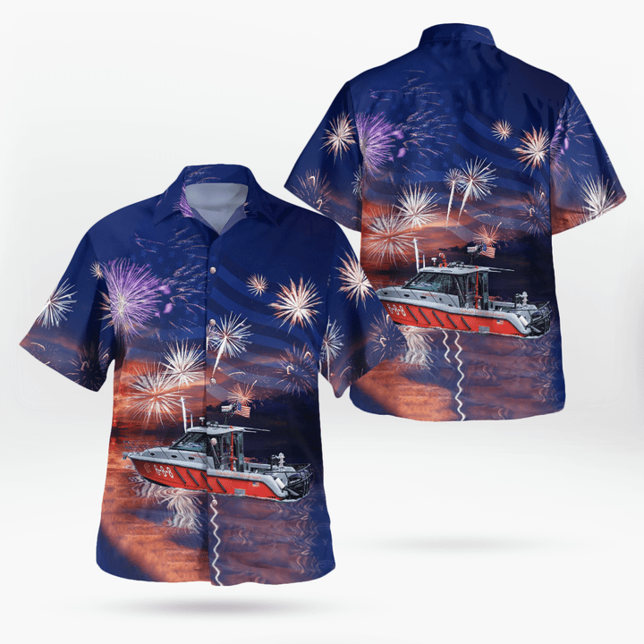 Chicago Fire Department CFD Illinois Eugene Blackmon Fireboat, 4th Of July Hawaiian Shirt DLHH1505PD01
