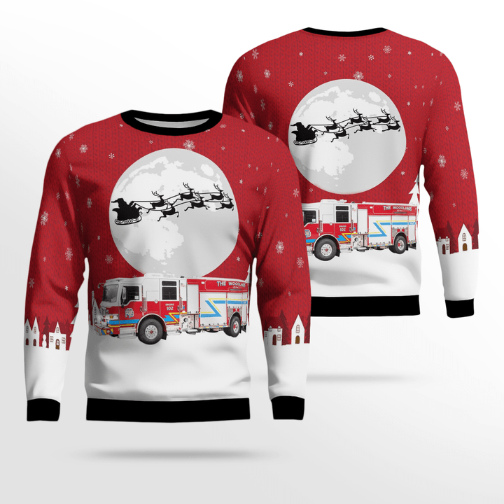 The Woodlands, Texas, Woodlands Fire Department Christmas AOP Ugly Sweater DLTT1509PD04
