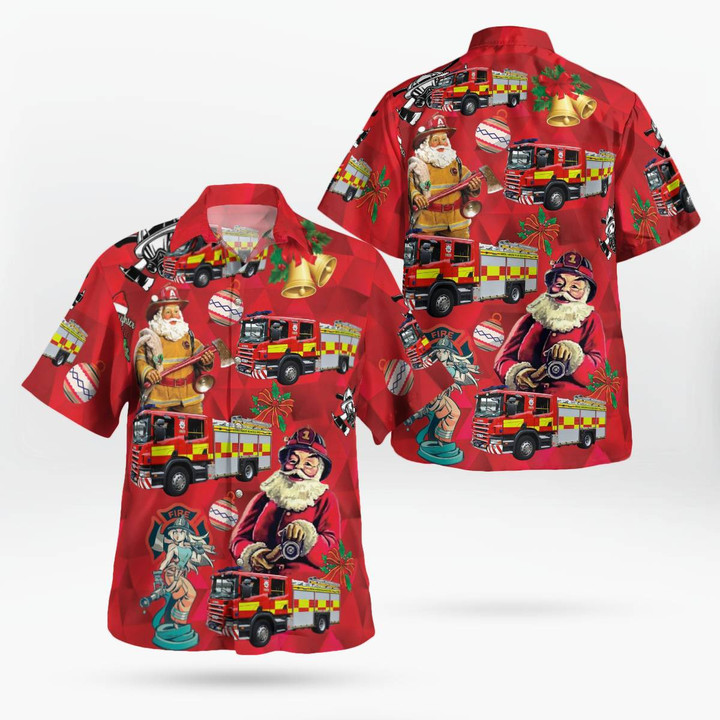 Hereford and Worcester Fire and Rescue Service Scania Ultra Heavy Rescue Pump Christmas Hawaiian Shirt DLTT1511PD08